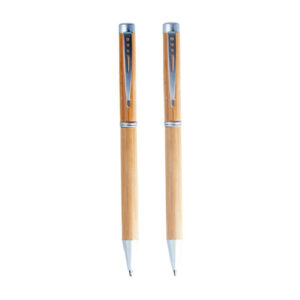 Lapicero de madera giratorio con clip metálico decorativo – 13.5 cm x 1.5 cm