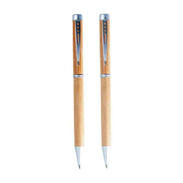 Lapicero de madera giratorio con clip metálico decorativo – 13.5 cm x 1.5 cm