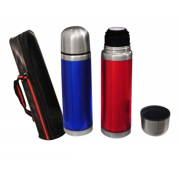 Termo metálico de colores con funda
