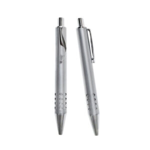 Lapicero metálico retráctil cuerpo plateado – 13 cm x 1.25 cm