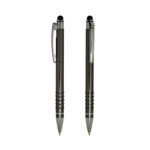 Lapicero metálico con touch superior y cuerpo perforado – 13.5 cm x 1.3 cm