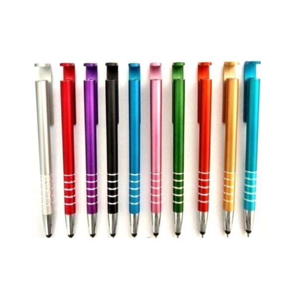 Lapicero plástico con touch y aros decorativos – 13.5 cm x 1.3 cm