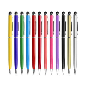 Lapicero metálico giratorio con touch y cuerpo liso – 13.5 cm x 1.3 cm