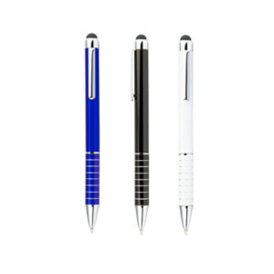 Lapicero metálico giratorio con touch y cuerpo liso – 13.5 cm x 1.3 cm