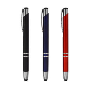 Lapicero metálico retráctil con touch y anillos decorativos – 13.5 cm x 1.3 cm