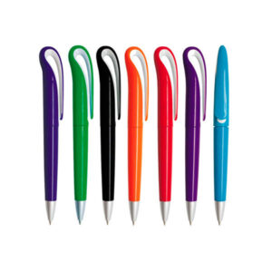 Lapicero plástico retráctil opaco con clip bicolor – 14 cm x 1 cm