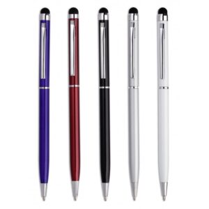 Lapicero metálico con touch superior y cuerpo liso – 13.5 cm x 1.3 cm